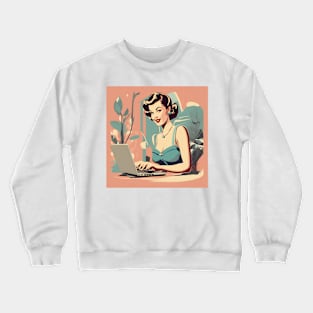 Retro Work Macbook Vintage Art Pin Up Girl Crewneck Sweatshirt